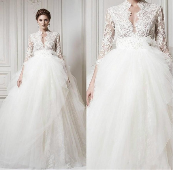 فساتين زفاف دانتيل وتول ناعمه