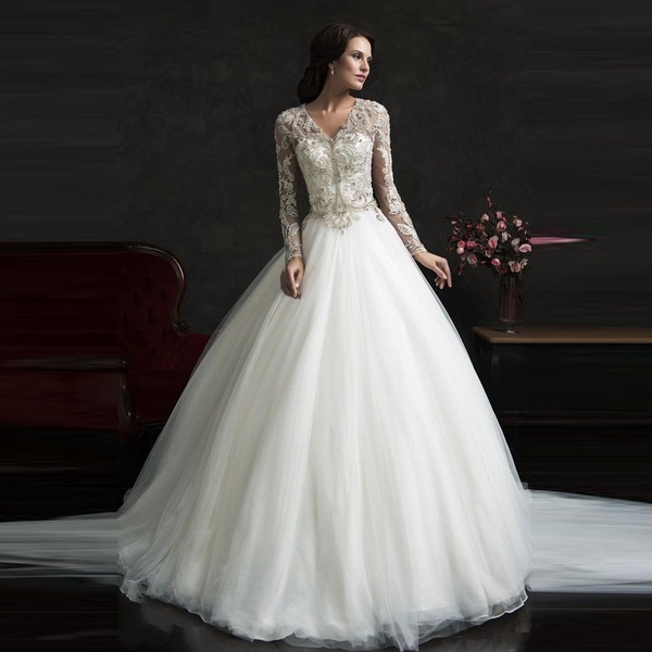 فساتين زفاف انستقرام فستان كم طويل