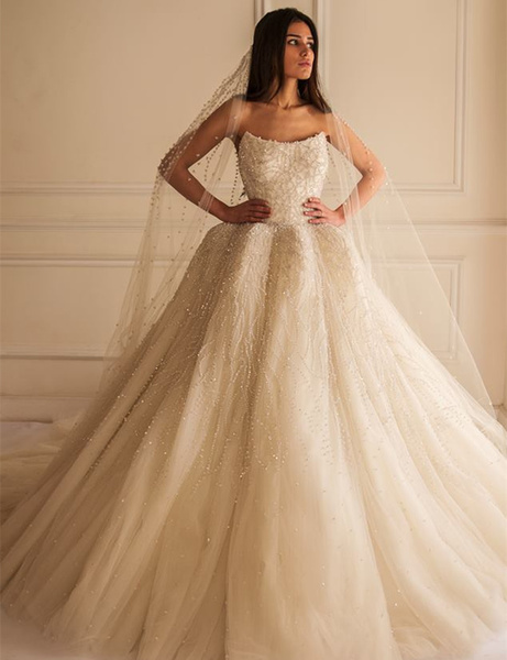 فساتين زفاف انستقرام مع الطرحة الطويلة