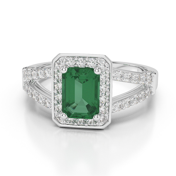 خاتم الألماس بحجر الزمرد